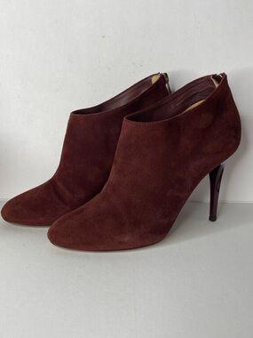 Jimmy Choo Authentic Burgundy Suede Ankle Booties - Classic High Heel Size 38